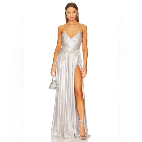 RETROFETE DOSS DRESS (with tags) Silver maxi gown